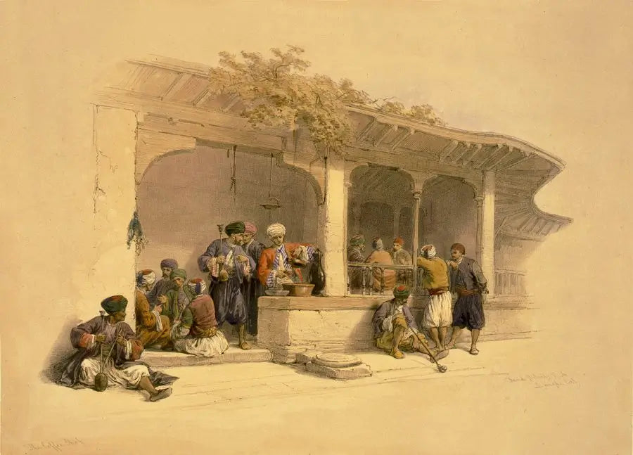 David Roberts - The Coffee Shop, lithograph, 19th century - Darnley Fine Art