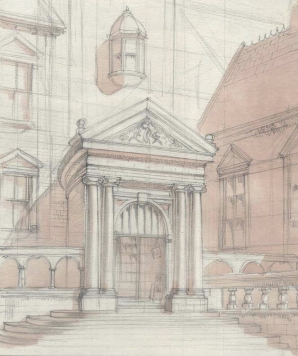 Gordon Noel Scott - The Doorway, pencil and wash on paper, 20th century - Darnley Fine Art