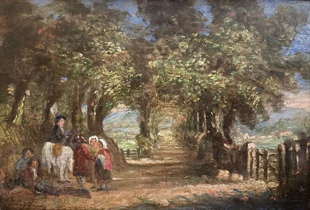 English School - The Journey, oil on panel, late 18th century - Darnley Fine Art