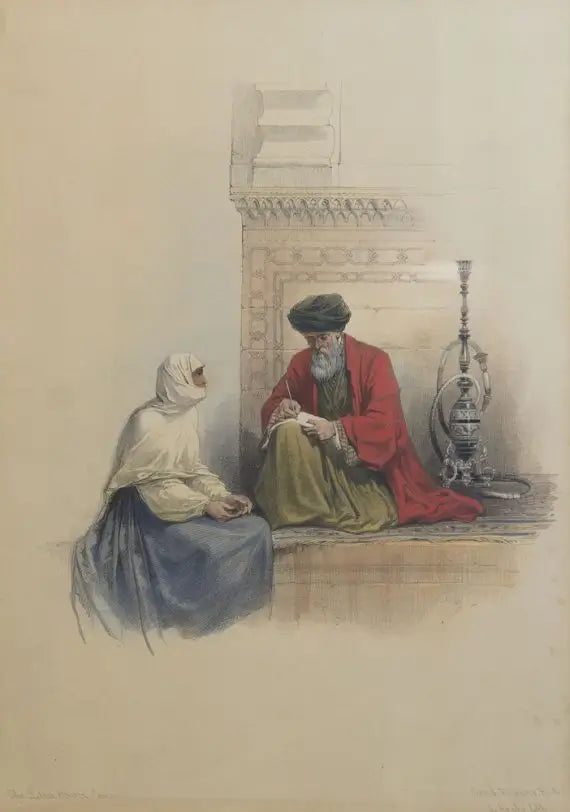 David Roberts - The Letter Writer, Cairo, lithograph, 19th century - Darnley Fine Art