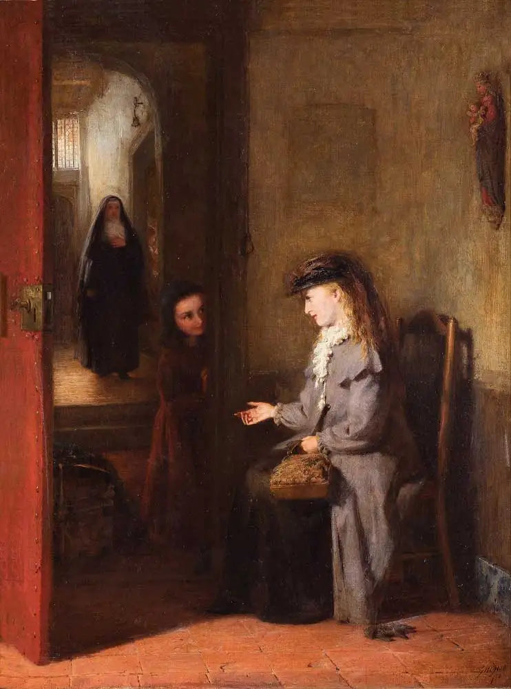 George Bernard O'Neill - The New Teacher, oil on canvas, late 19th century - Darnley Fine Art