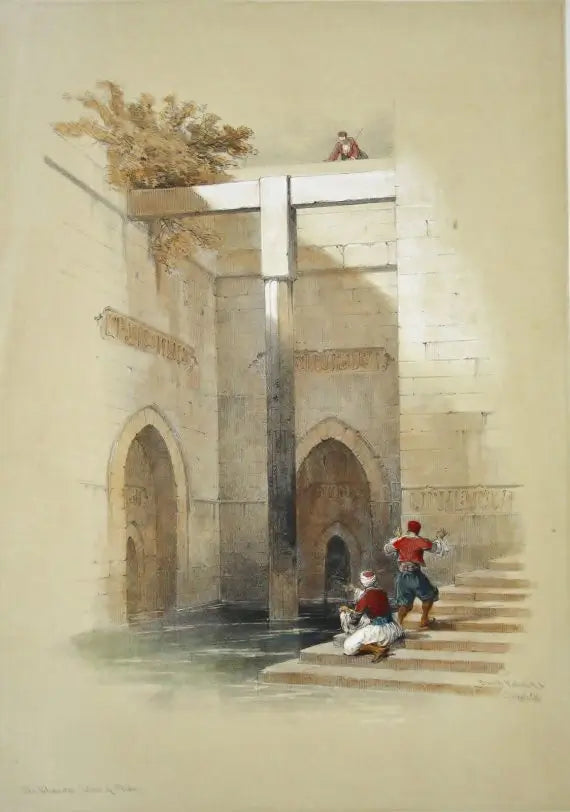 David Roberts - The Nilometre on the Isle of Rhoda, lithograph, 19th century - Darnley Fine Art