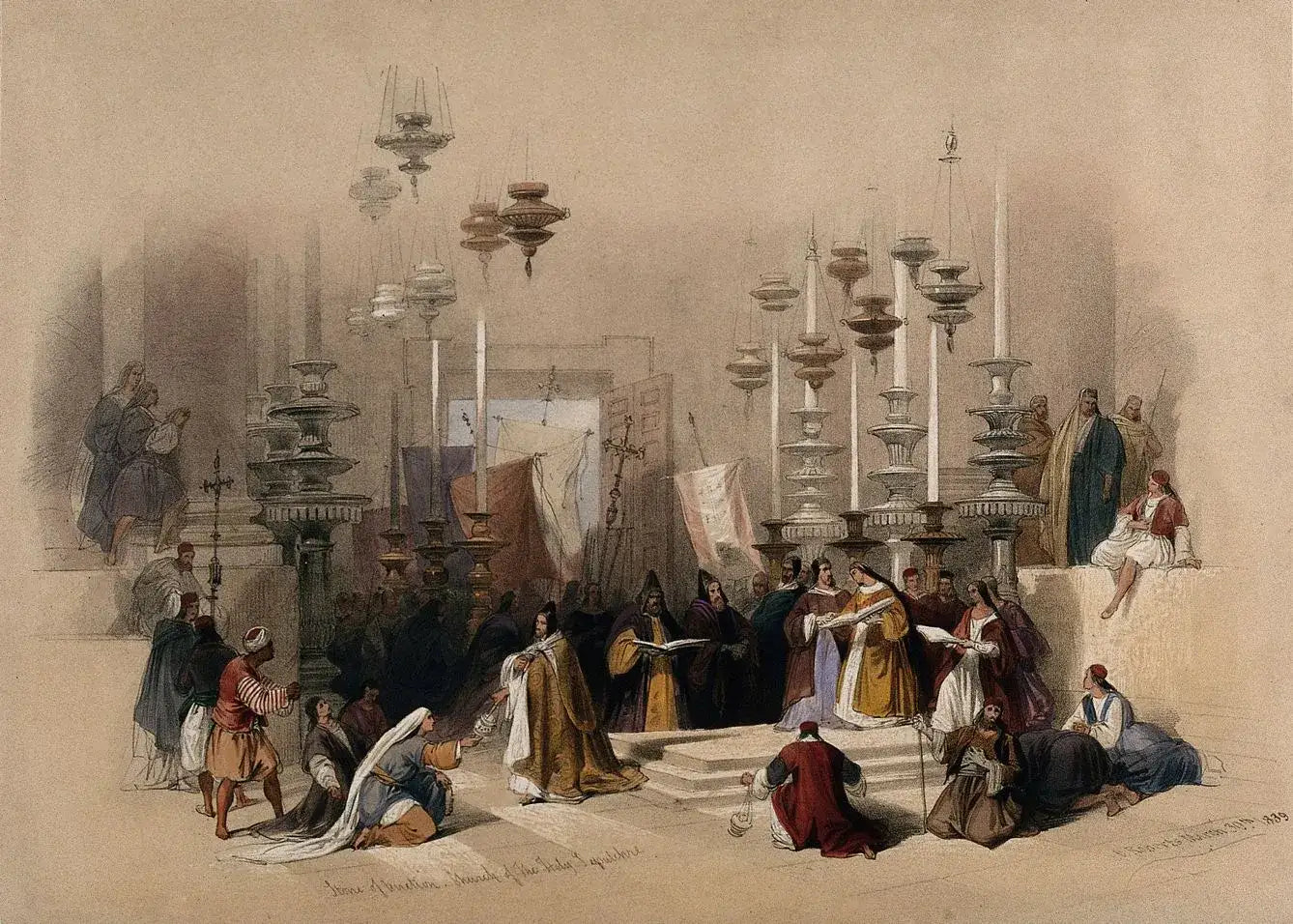 David Roberts - The Stone of Unction, lithograph, 19th century - Darnley Fine Art