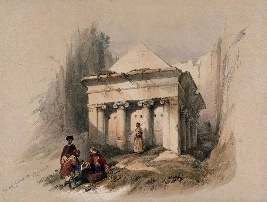 David Roberts - Tomb of Zachariah, lithograph, 19th century - Darnley Fine Art