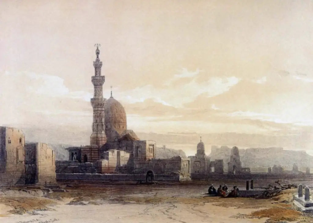 David Roberts - Tombs of the Capiphs, Cairo, The Citadel in the Distance, lithograph, 19th century - Darnley Fine Art