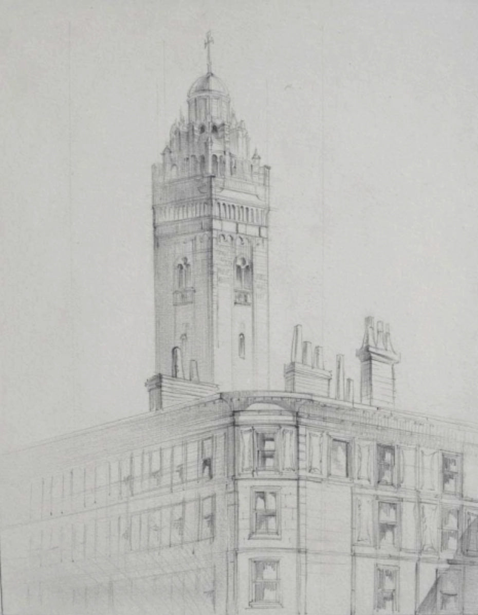 Gordon Noel Scott - Westminster Cathedral, pencil on paper, 20th century - Darnley Fine Art
