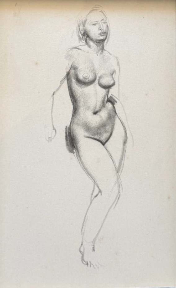 William Dring - Nude Study, pencil on paper, 20th century - Darnley Fine Art