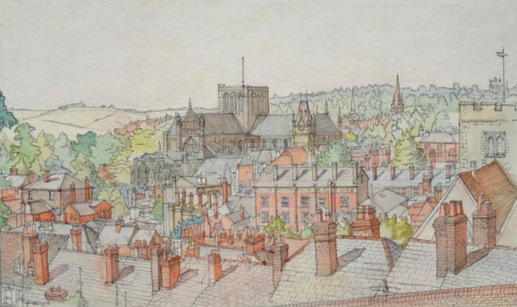 Gordon Noel Scott - Winchester Cathedral, watercolour, 20th century - Darnley Fine Art