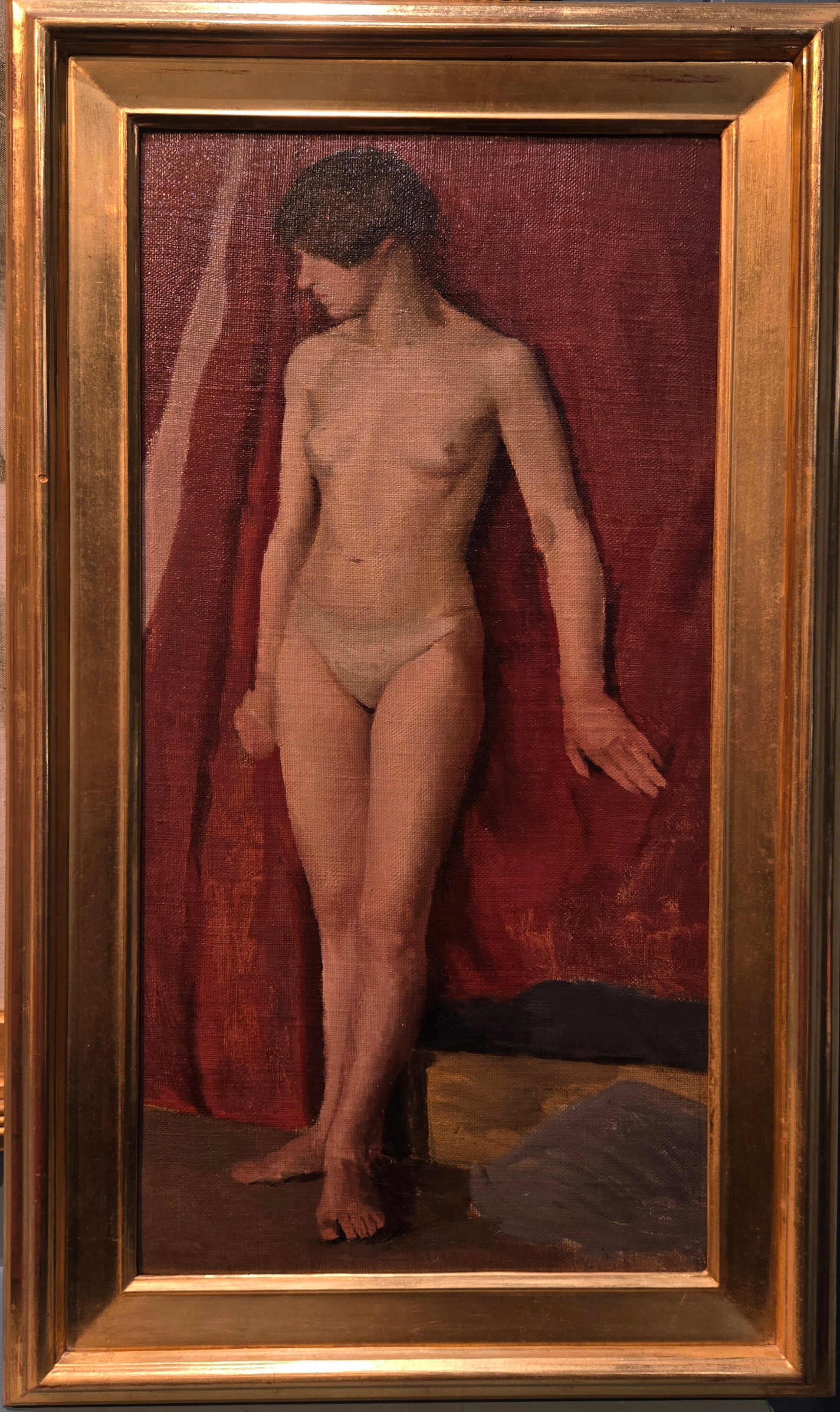 Winifred Rymer - Standing Nude, oil on canvas, 20th century - Darnley Fine Art