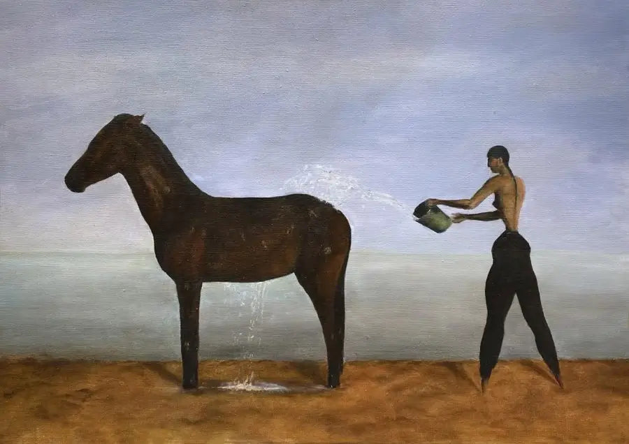 Julia Heijligers - Woman with Horse, oil on canvas, 21st century - Darnley Fine Art
