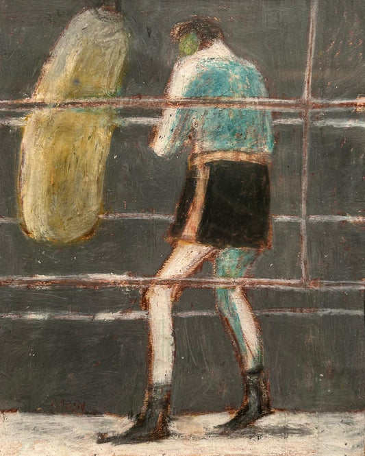 Samuel Rabin - A Work Out, pastel and wax crayon on paper, 20th century - Darnley Fine Art