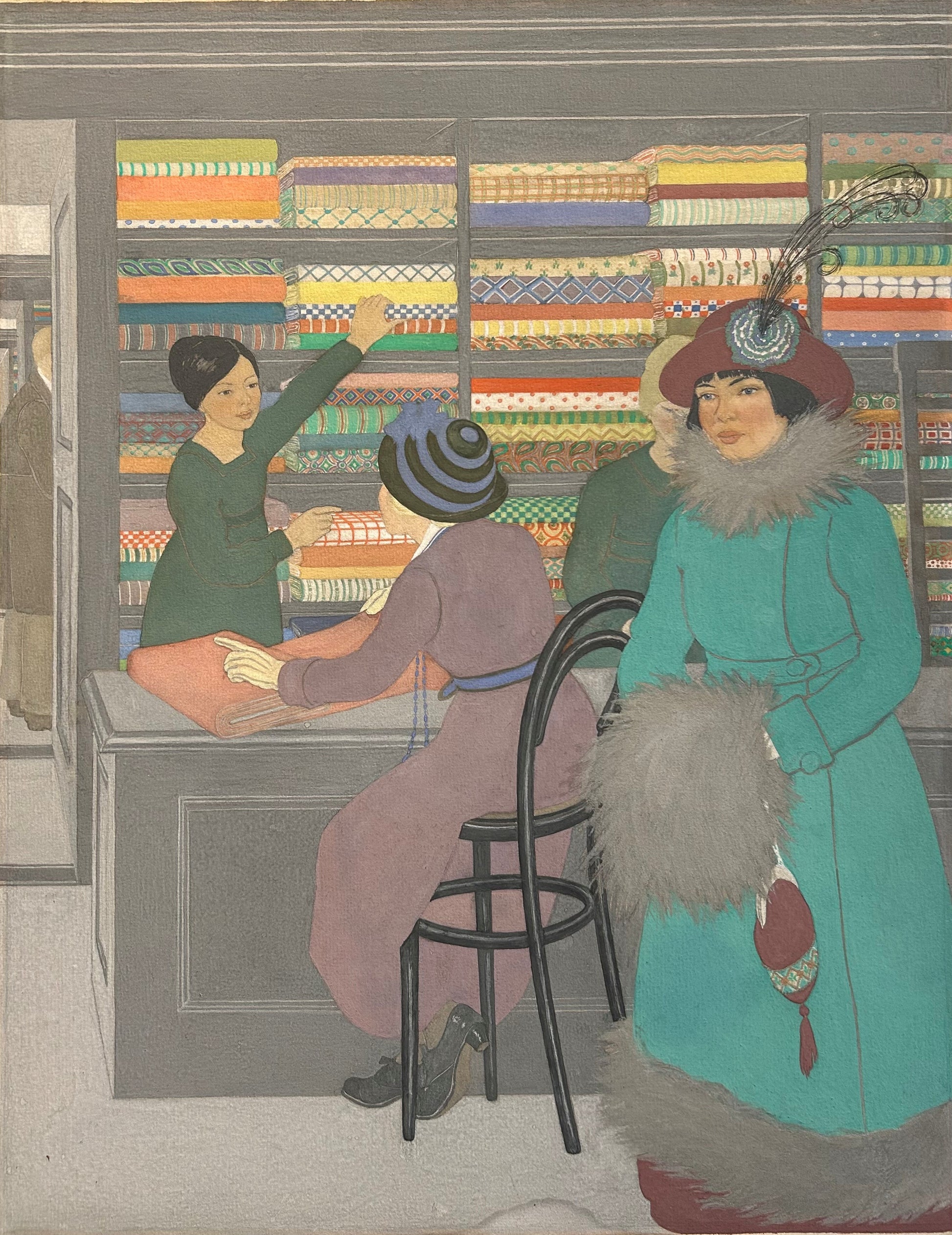 Beatrice H Saunders - No 1. Printed Fabrics, Watercolour on paper, 20th Century - Darnley Fine Art
