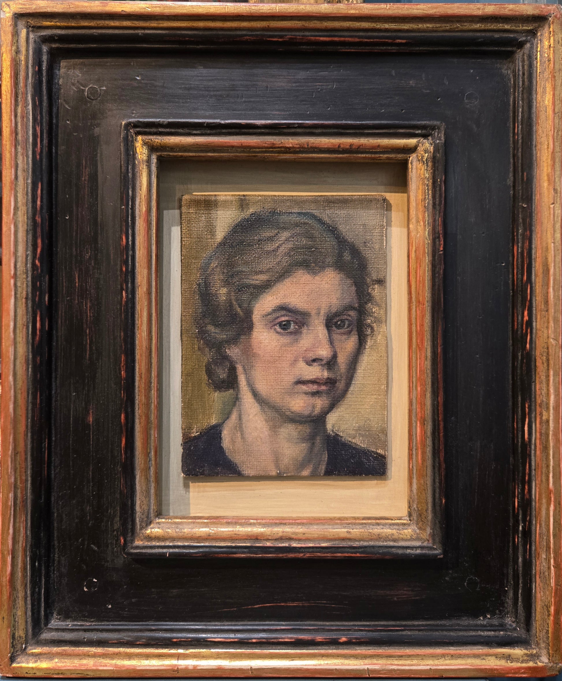 20th Century British School - Self Portrait, oil on canvas framed - Darnley Fine Art