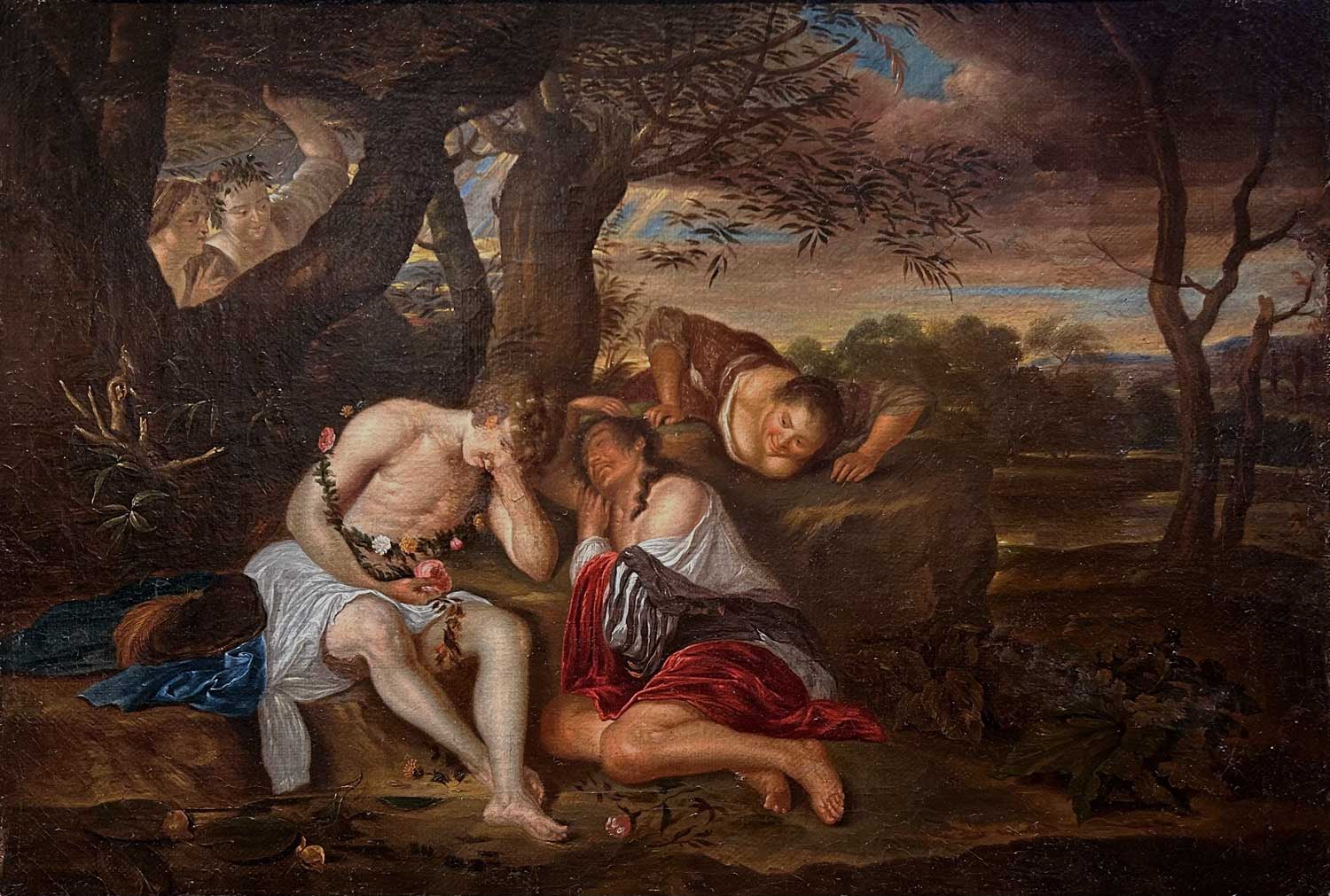 Carel de Moor II - Arcadian Revelry, oil on canvas, 17th century - Darnley Fine Art