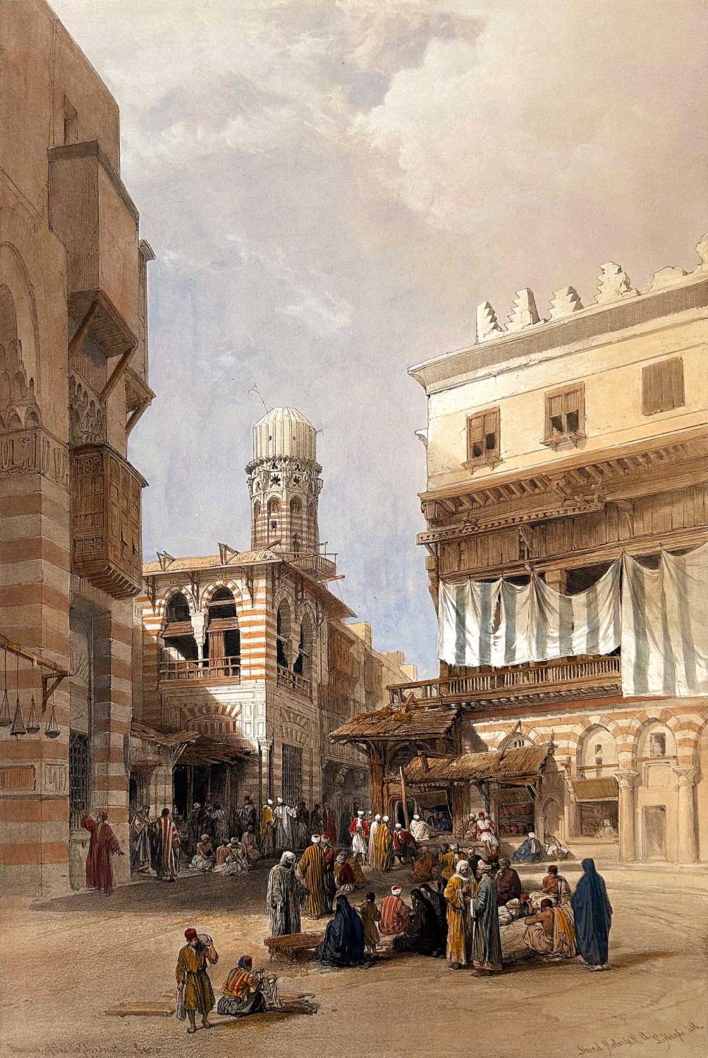 David Roberts - Bazaar of the Coppersmiths, Cairo, lithograph, 19th century - Darnley Fine Art