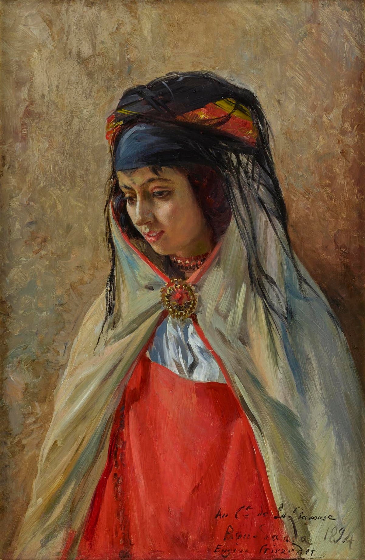 Eugene Alexis Girardet - The Gold Brooch, oil on panel, late 19th century - Darnley Fine Art