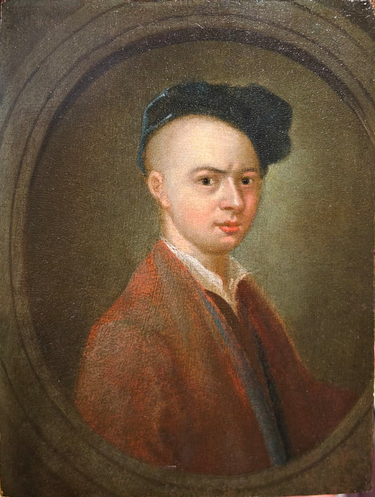 Francis Hayman - Self Portrait, oil on oak panel, 18th century - Darnley Fine Art
