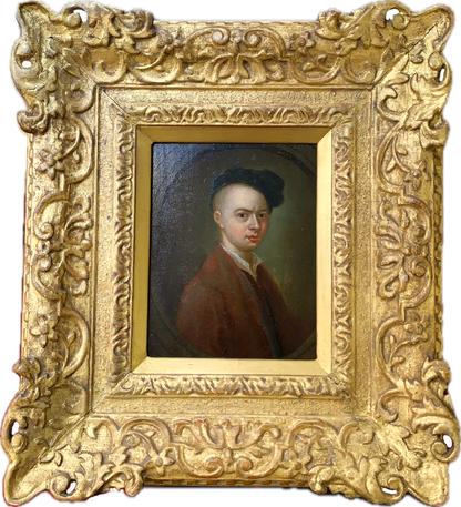 Francis Hayman - Self Portrait, oil on oak panel, 18th century - Darnley Fine Art