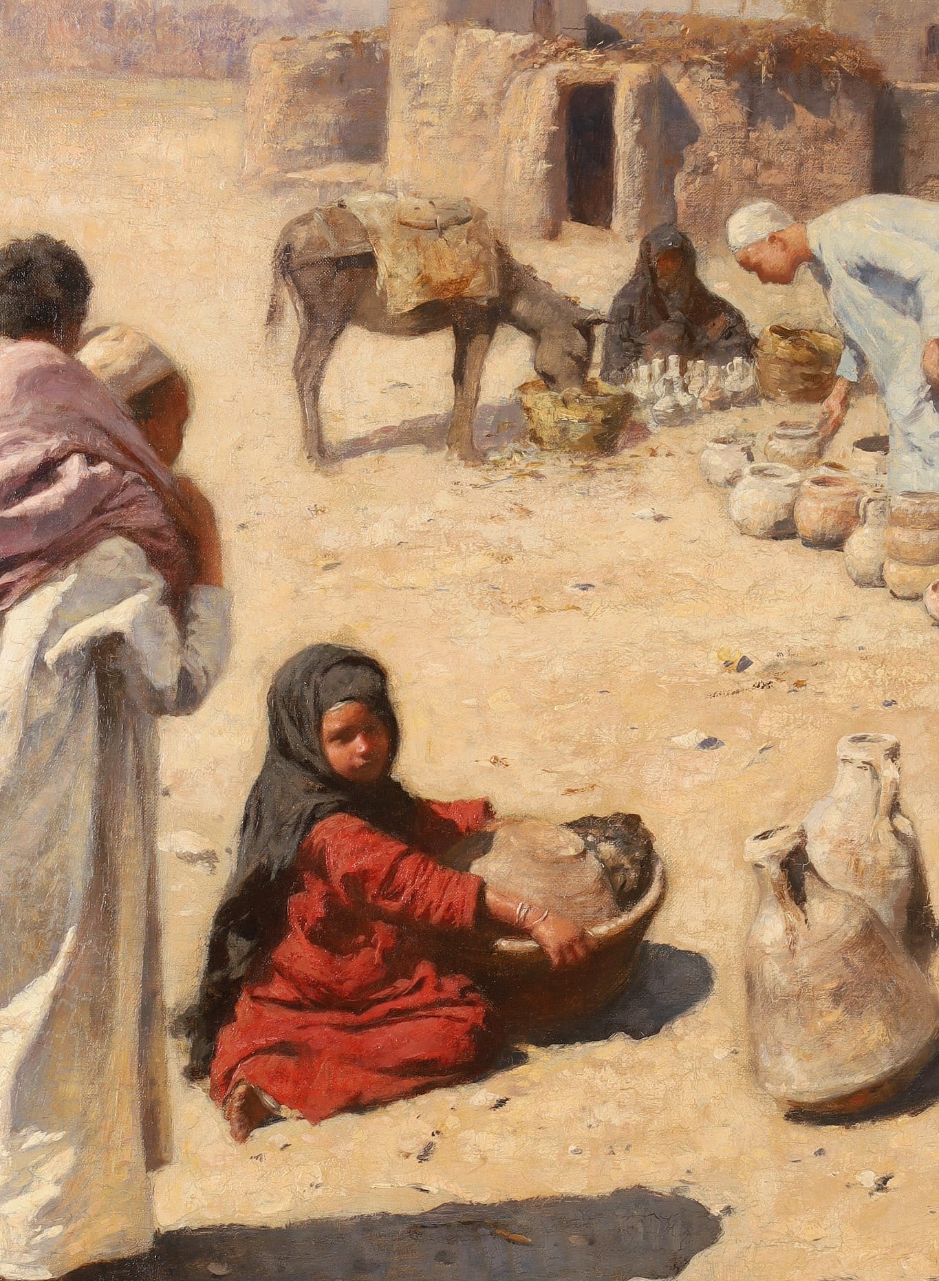 Franz Xaver Kosler - Old Cairo Market, oil on canvas, 19th century -  Darnley Fine Art