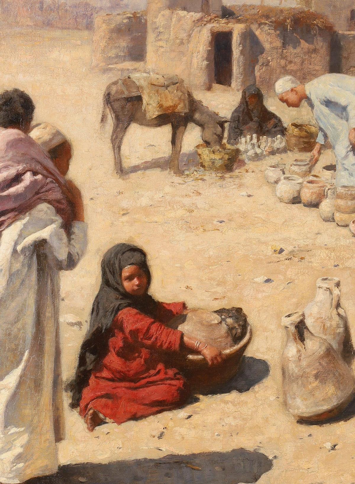 Franz Xaver Kosler - Old Cairo Market, oil on canvas, 19th century -  Darnley Fine Art