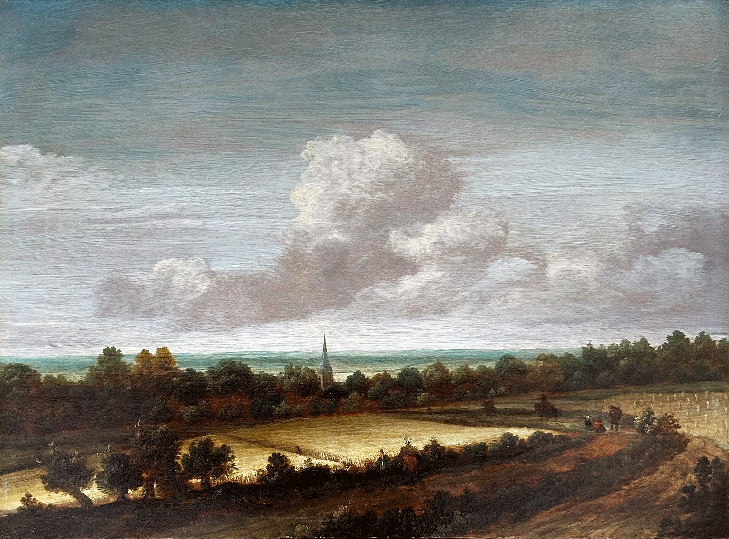 Guillame Dubois - The Wheatfield, oil on oak panel, 17th century - Darnley Fine Art