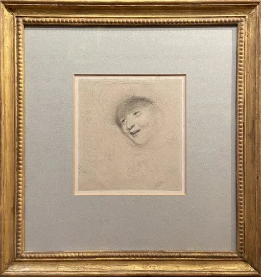 Henry Perronet Briggs - graphite study of a head, Victorian - Darnley Fine Art