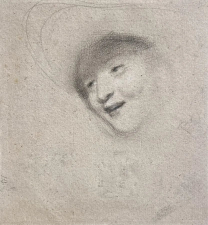 Henry Perronet Briggs - graphite study of a head, Victorian - Darnley Fine Art