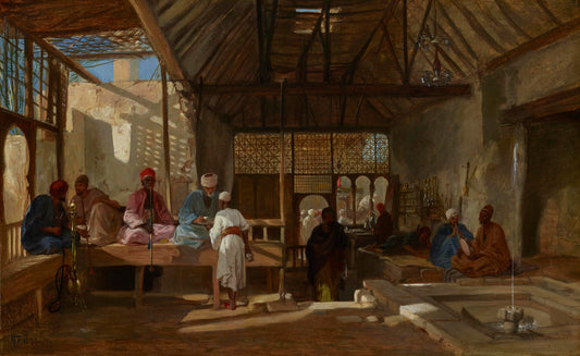 In the Tea House - Frederick Goodall, oil on canvas, 19th century - Darnley Fine Art