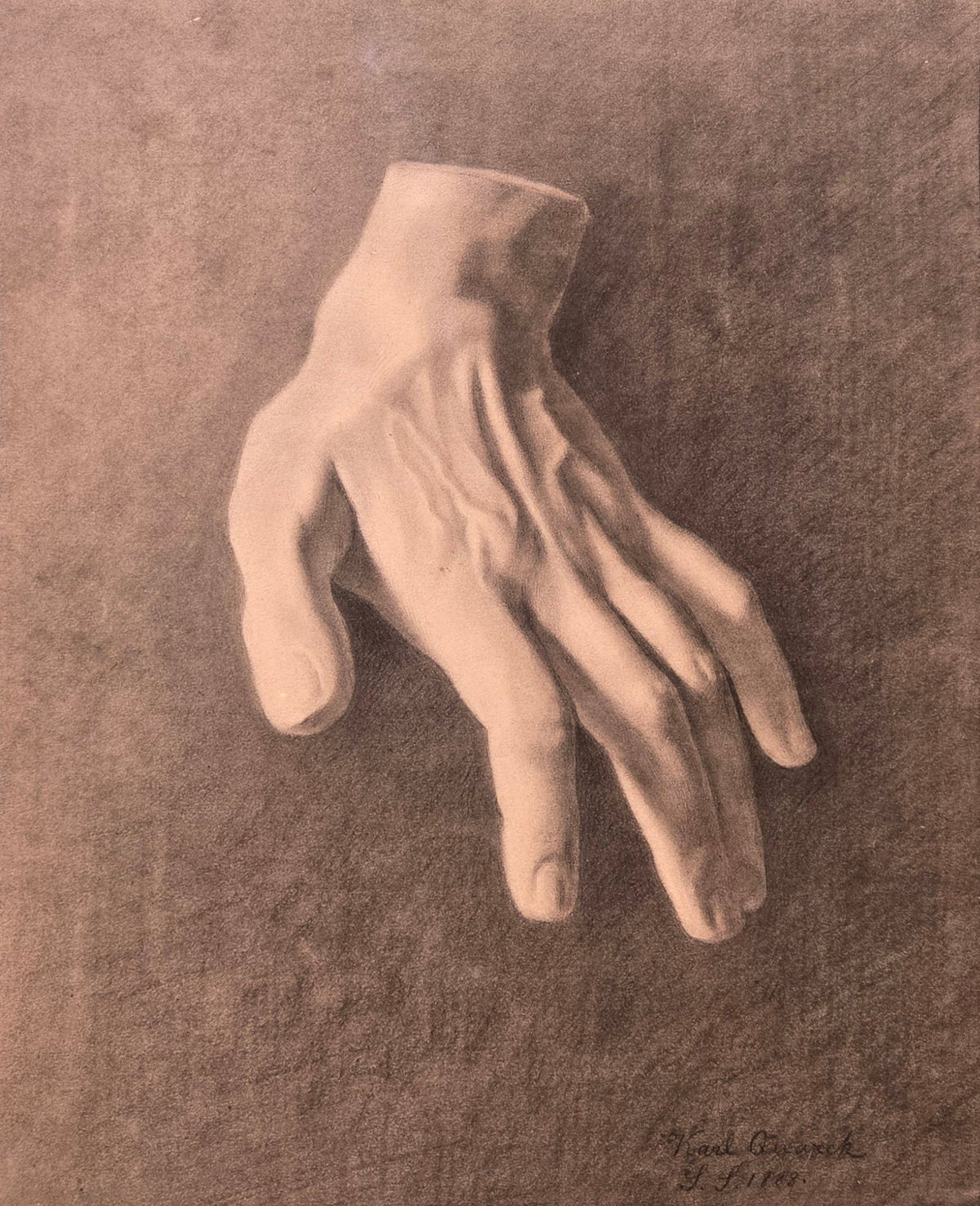 Karl Quarck - Study of a Hand, graphite on paper, 19th century - Darnley Fine Art 