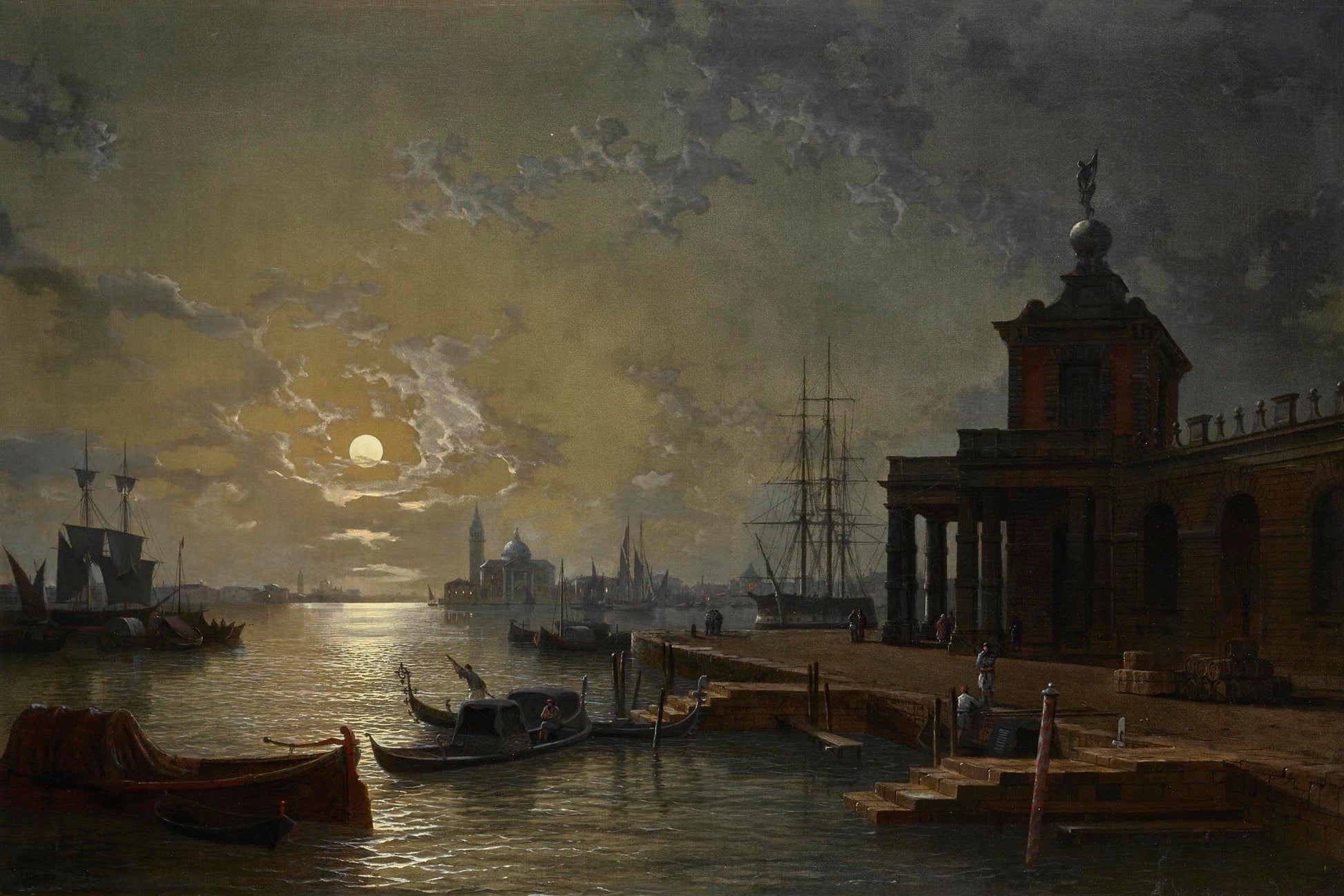 Henry Pether - Venice by Moonlight, oil on canvas, signed lower left, titled below - Darnley Fine Art