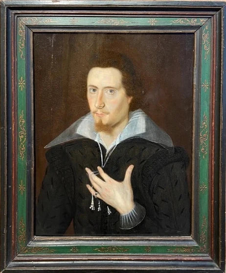 English School - Portrait of a Gentleman, oil on oak panel, late 16th century - Darnley Fine Art