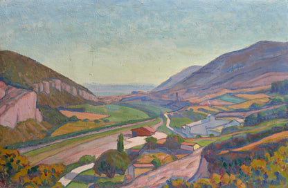 Robert Deborne - Evening in Vivirais Valley, oil on board, 20th century - Darnley Fine Art