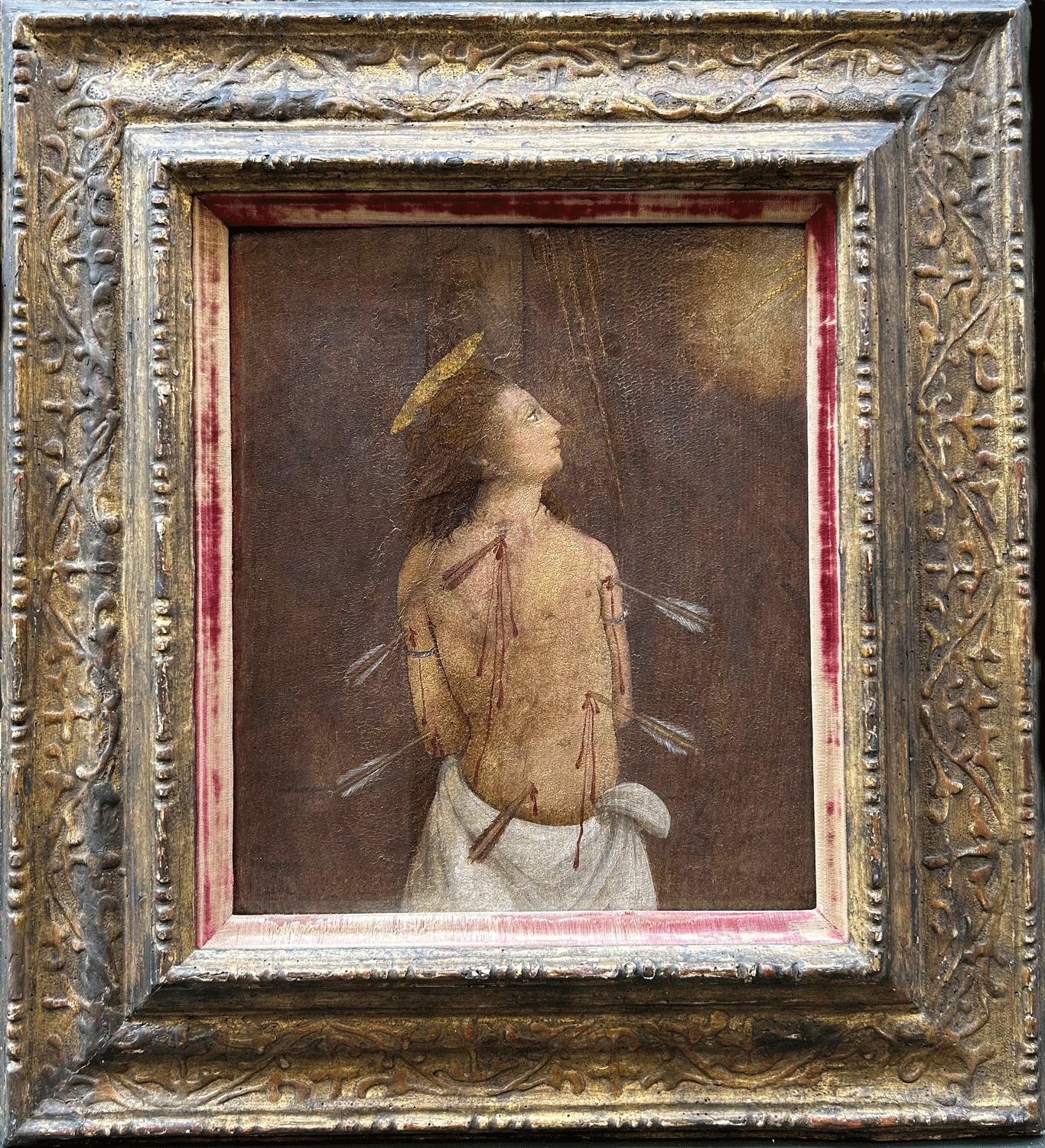 Southern Italian School - Saint Sebastian, oil on panel, 15th century - Darnley Fine Art