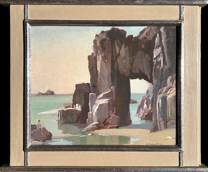 Samuel John Lamorna Birch- Sanctuary, Cliffs at St Justs, Cornwall, oil on panel, late 19th/early 20th century - Darnley Fine Art