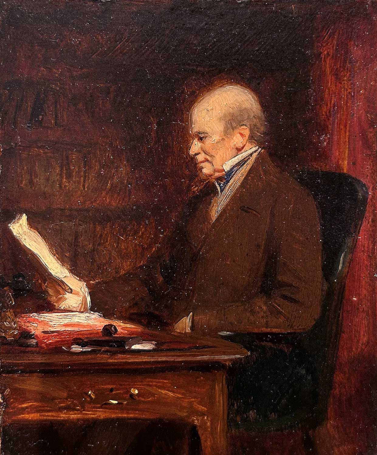 Stephen Pearce - Study for Portrait of Francis Russell, 7th Duke Bedford, oil on board, 19th century - Darnley Fine Art