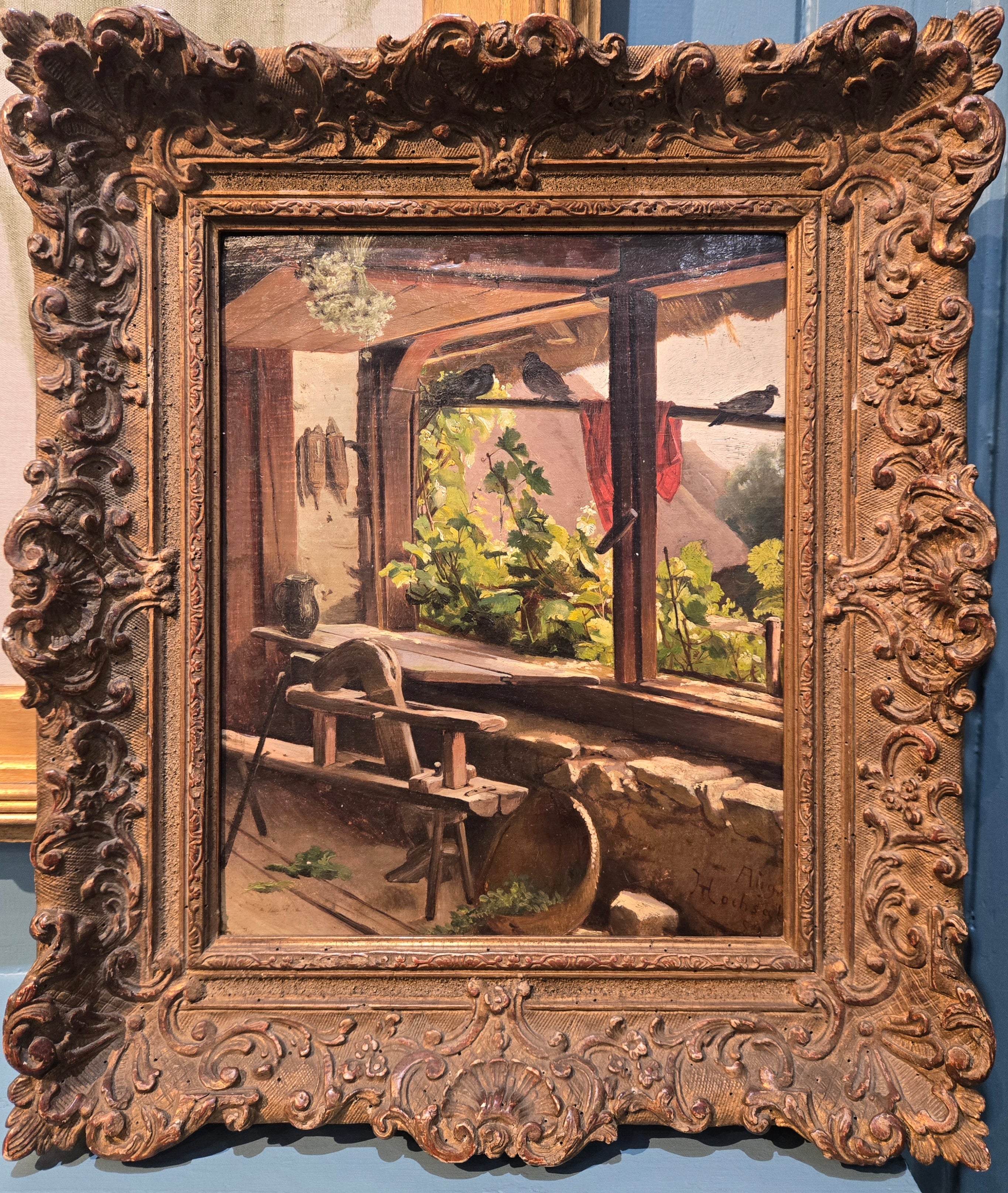 German School - Workshop, Oil on cardboard, 19th Century - Darnley Fine Art 