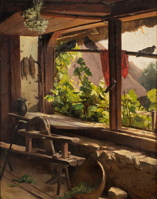 German School - Workshop, Oil on cardboard, 19th Century - Darnley Fine Art 