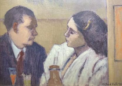 Clifford Hall - A Cafe in Madrid, oil on board, 20th century - Darnley Fine Art
