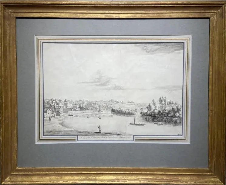 Adrien Sweets - A Prospect of Richmond Park and Town from the Thames side, ink and wash, 18th century - Darnley Fine Art