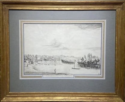 Adrien Sweets - A Prospect of Richmond Park and Town from the Thames side, ink and wash, 18th century - Darnley Fine Art