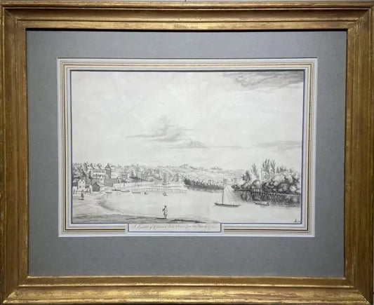 Adrien Sweets - A Prospect of Richmond Park and Town from the Thames side, ink and wash, 18th century - Darnley Fine Art