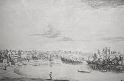 Adrien Sweets - A Prospect of Richmond Park and Town from the Thames side, ink and wash, 18th century - Darnley Fine Art