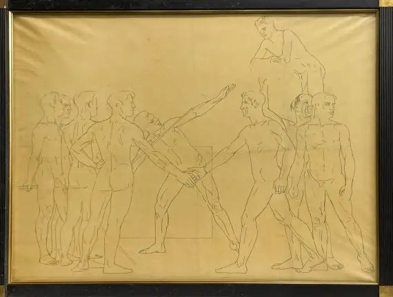 James Stroudley - A Triptych: The Olympic Games, graphite on paper, 20th century - Darnley Fine Art