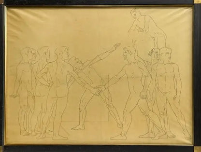 James Stroudley - A Triptych: The Olympic Games, graphite on paper, 20th century - Darnley Fine Art