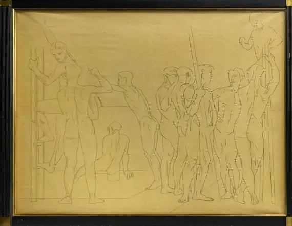 James Stroudley - A Triptych: The Olympic Games, graphite on paper, 20th century - Darnley Fine Art