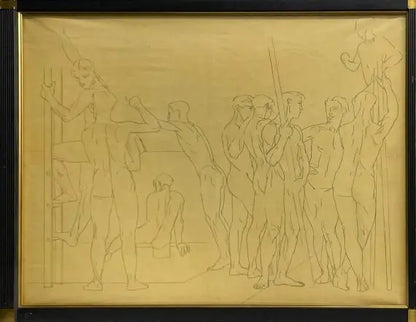 James Stroudley - A Triptych: The Olympic Games, graphite on paper, 20th century - Darnley Fine Art