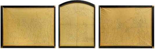 James Stroudley - A Triptych: The Olympic Games, graphite on paper, 20th century - Darnley Fine Art