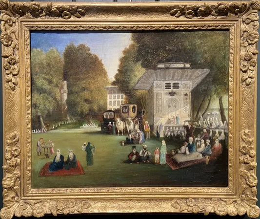 English School - A Turkish Garden Party, oil on panel, 19th century - Darnley Fine Art