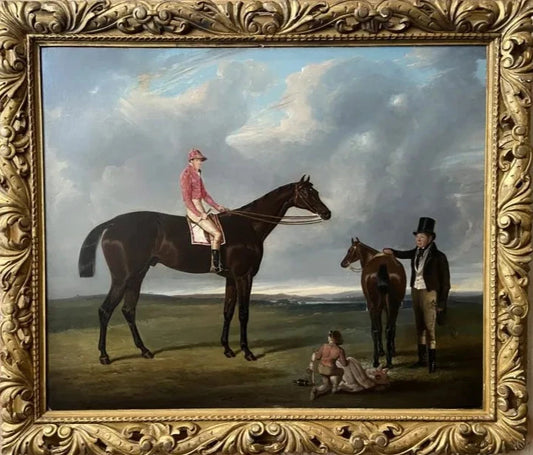 Harry Hall - A Racehorse with Owner and Jockey, oil on canvas, 19th century - Darnley Fine Art