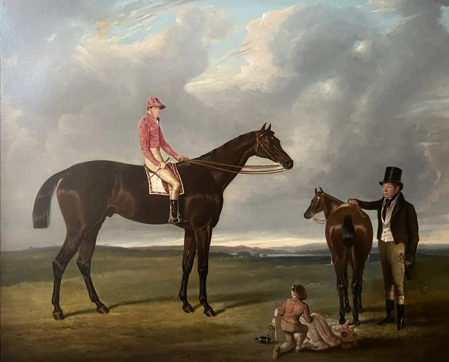 A Racehorse with Owner and Jockey